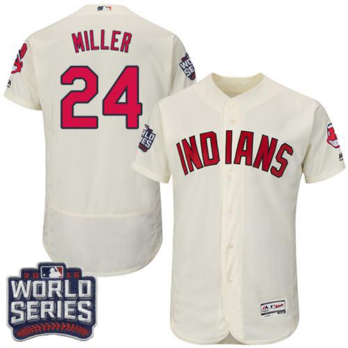 Indians #24 Andrew Miller Cream Flexbase Authentic Collection 2016 World Series Bound Stitched MLB Jersey - Click Image to Close